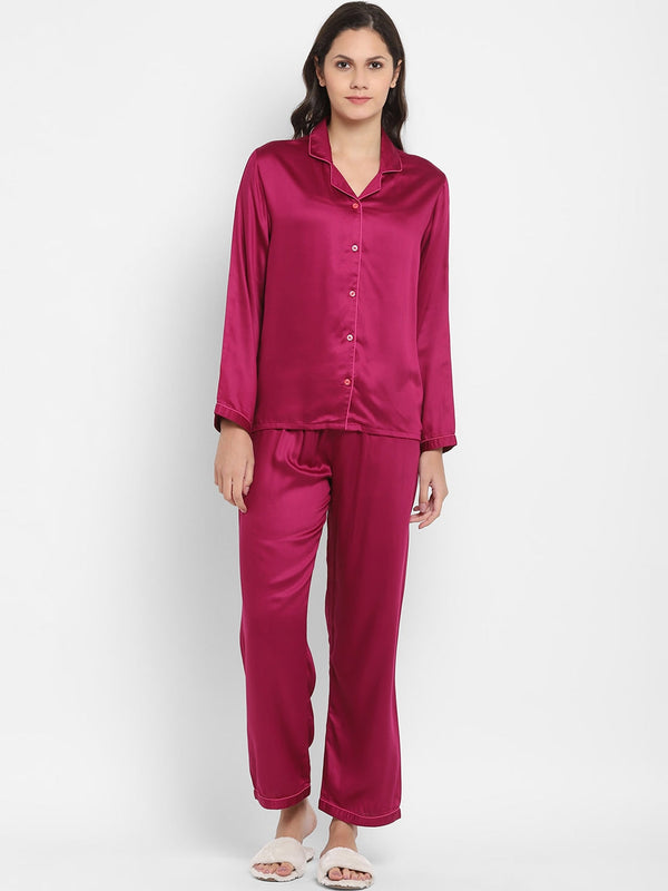 Lapel Collar Ultra Soft Satin Night suit