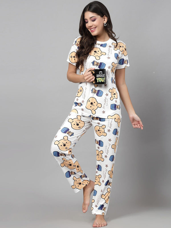 Conversational Printed Pure-Cotton T-Shirt & Trouser Co-Ords