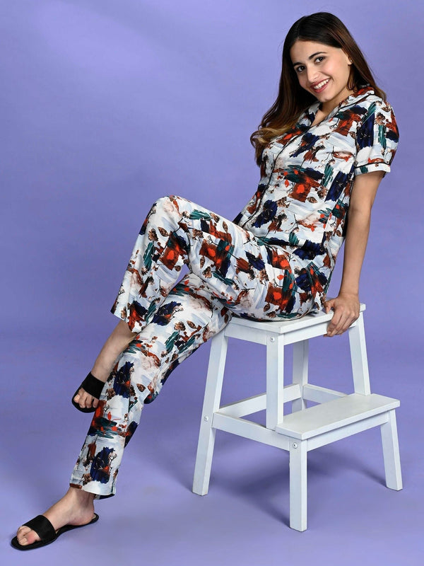 Women Rayon Blue Shirt - Pyjama