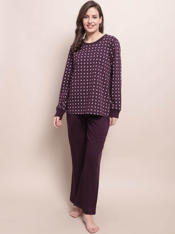 Conversational Printed Round Neck Nightsuit