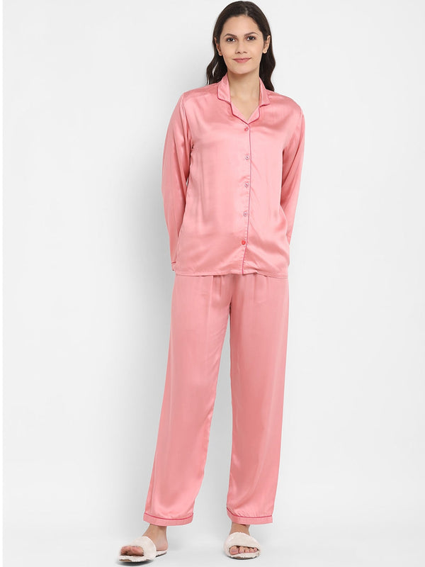 Lapel Collar Ultra Soft Satin Night suit